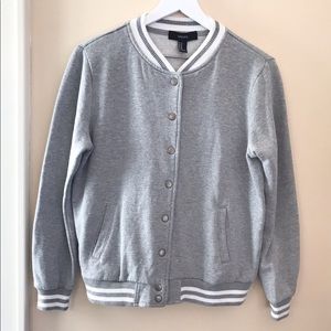 Forever 21 Heather Grey Snap Up Varsity Jacket